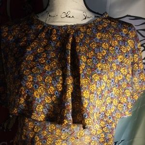 Floral S Forever 21 Top Fall Yellow Vintage Flowy